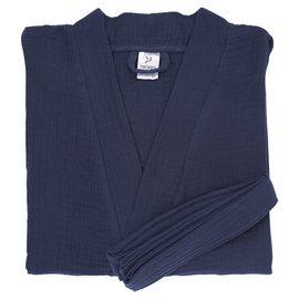 Халат из многослойного муслина темно-синего цвета из коллекции Essential, размер S, Tkano