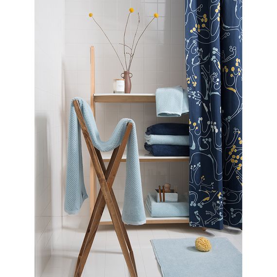 Коврик для ванной ворсовый из чесаного хлопка голубого цвета из коллекции Essential, 50х80 см, Tkano, изображение 8