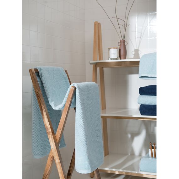Полотенце банное фактурное голубого цвета из коллекции Essential, 90х150 см, Tkano, изображение 3
