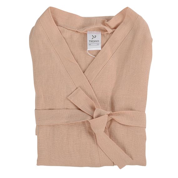 Халат из умягченного льна розово-пудрового цвета из коллекции Essential, размер M, Tkano