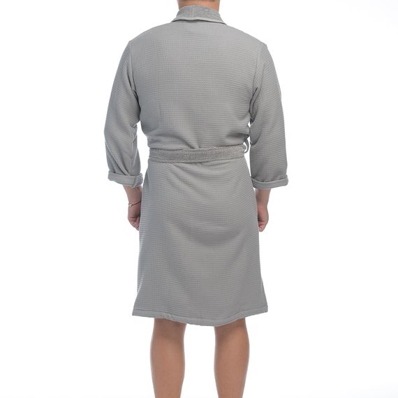 Халат банный из чесаного хлопка серого цвета из коллекции Essential, размер L, Tkano, изображение 3