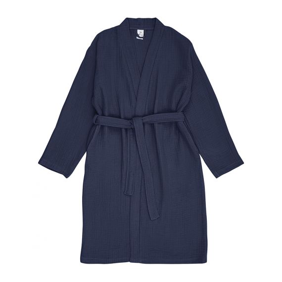 Халат из многослойного муслина темно-синего цвета из коллекции Essential, размер L, Tkano, изображение 5