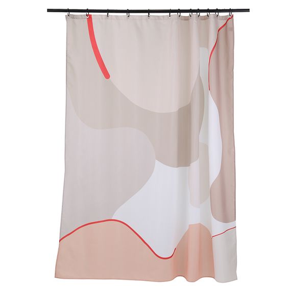 Штора для ванной бежевого цвета с авторским принтом из коллекции Freak Fruit, 180х200 см, Tkano