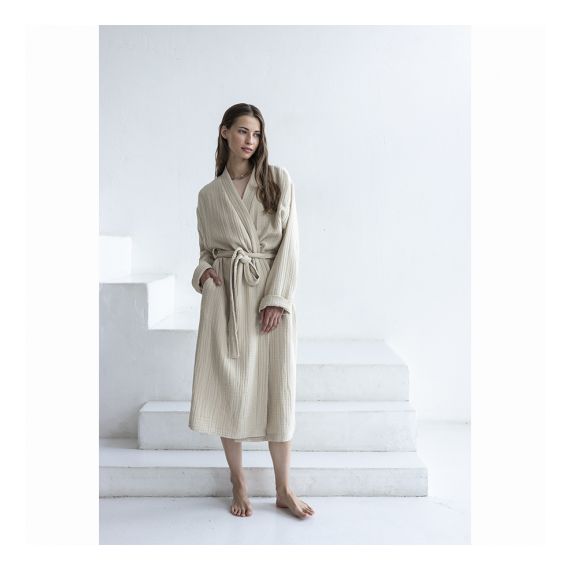 Халат из многослойного муслина бежевого цвета из коллекции Essential, размер L, Tkano, изображение 7