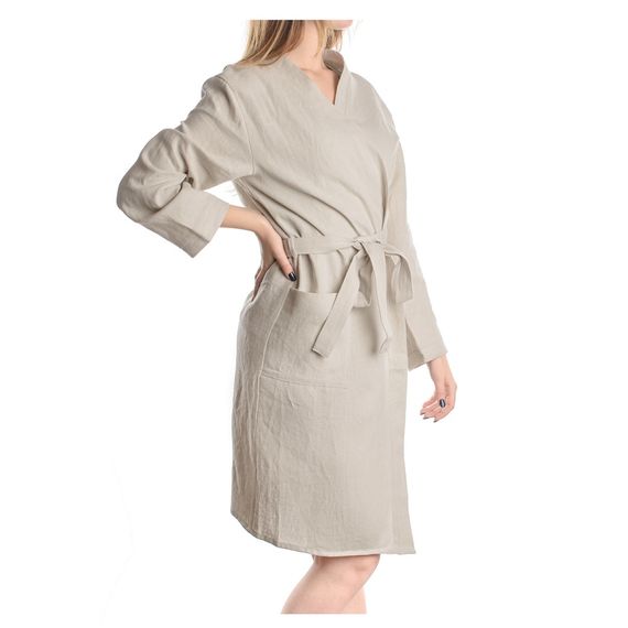 Халат из умягченного льна бежевого цвета Essential S, Tkano, изображение 3