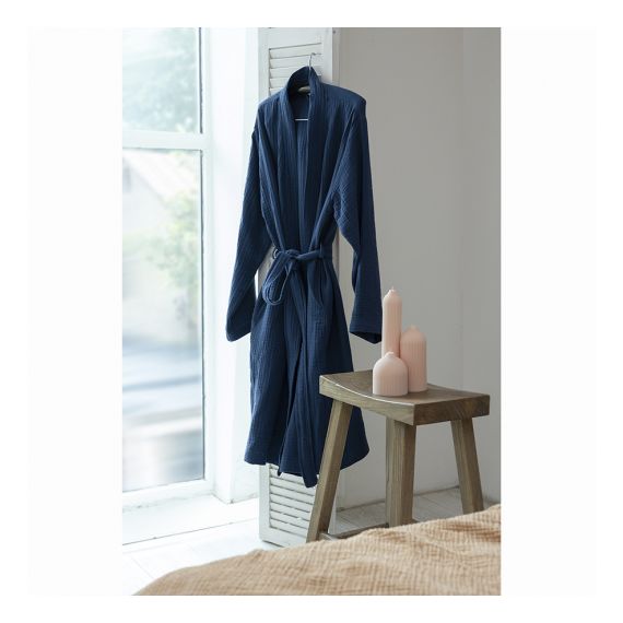 Халат из многослойного муслина темно-синего цвета из коллекции Essential, размер L, Tkano, изображение 12