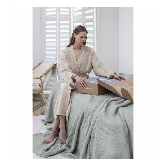 Халат из многослойного муслина бежевого цвета из коллекции Essential, размер L, Tkano, изображение 3