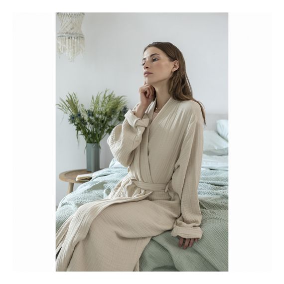 Халат из многослойного муслина бежевого цвета из коллекции Essential, размер M, Tkano, изображение 5