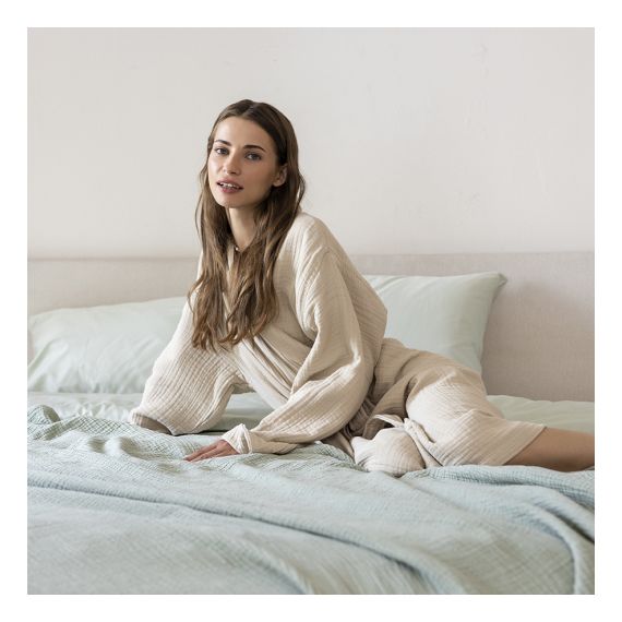 Халат из многослойного муслина бежевого цвета из коллекции Essential, размер M, Tkano, изображение 4