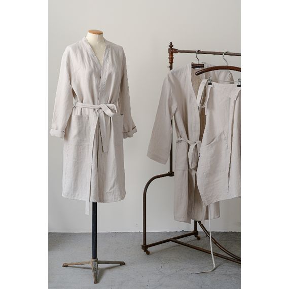 Халат из умягченного льна бежевого цвета Essential M, Tkano, изображение 8
