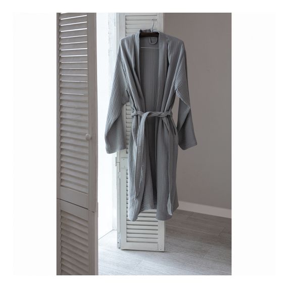 Халат из многослойного муслина серого цвета из коллекции Essential, размер S, Tkano, изображение 2