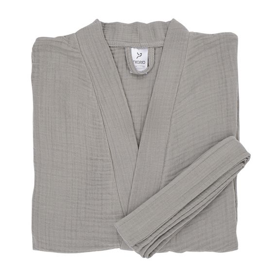 Халат из многослойного муслина серого цвета из коллекции Essential, размер M, Tkano