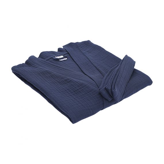 Халат из многослойного муслина темно-синего цвета из коллекции Essential, размер M, Tkano, изображение 7