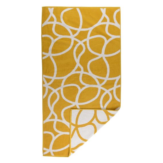 Полотенце жаккардовое с авторским дизайном Gravity горчичного цвета Cuts&Pieces, 70х140 см, Tkano, изображение 5