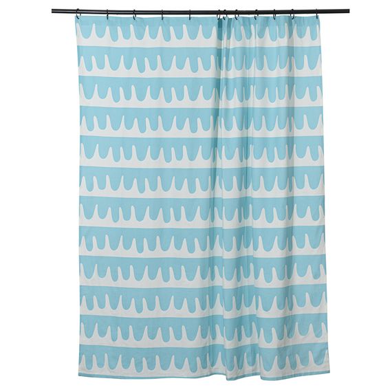 Штора для ванной Popple голубого цвета Cuts&Pieces, 180х200 см, Tkano