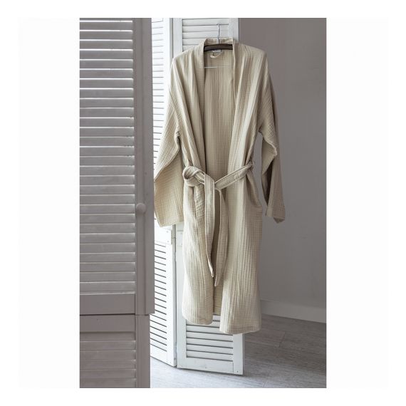 Халат из многослойного муслина бежевого цвета из коллекции Essential, размер L, Tkano, изображение 2
