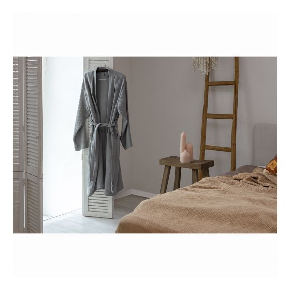 Халат из многослойного муслина серого цвета из коллекции Essential, размер S, Tkano, изображение 14