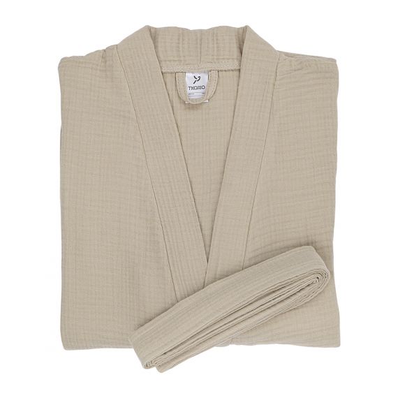 Халат из многослойного муслина бежевого цвета из коллекции Essential, размер L, Tkano