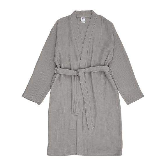 Халат из многослойного муслина серого цвета из коллекции Essential, размер L, Tkano, изображение 7