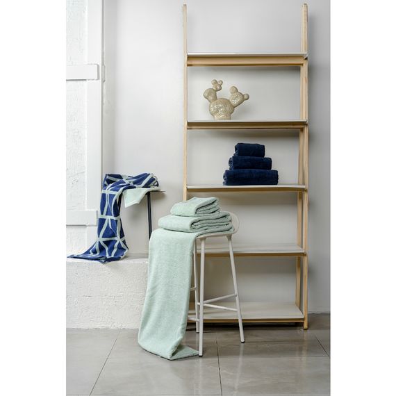 Полотенце жаккардовое банное с авторским дизайном Geometry серо-синее Wild, 70х140 см, Tkano, изображение 2